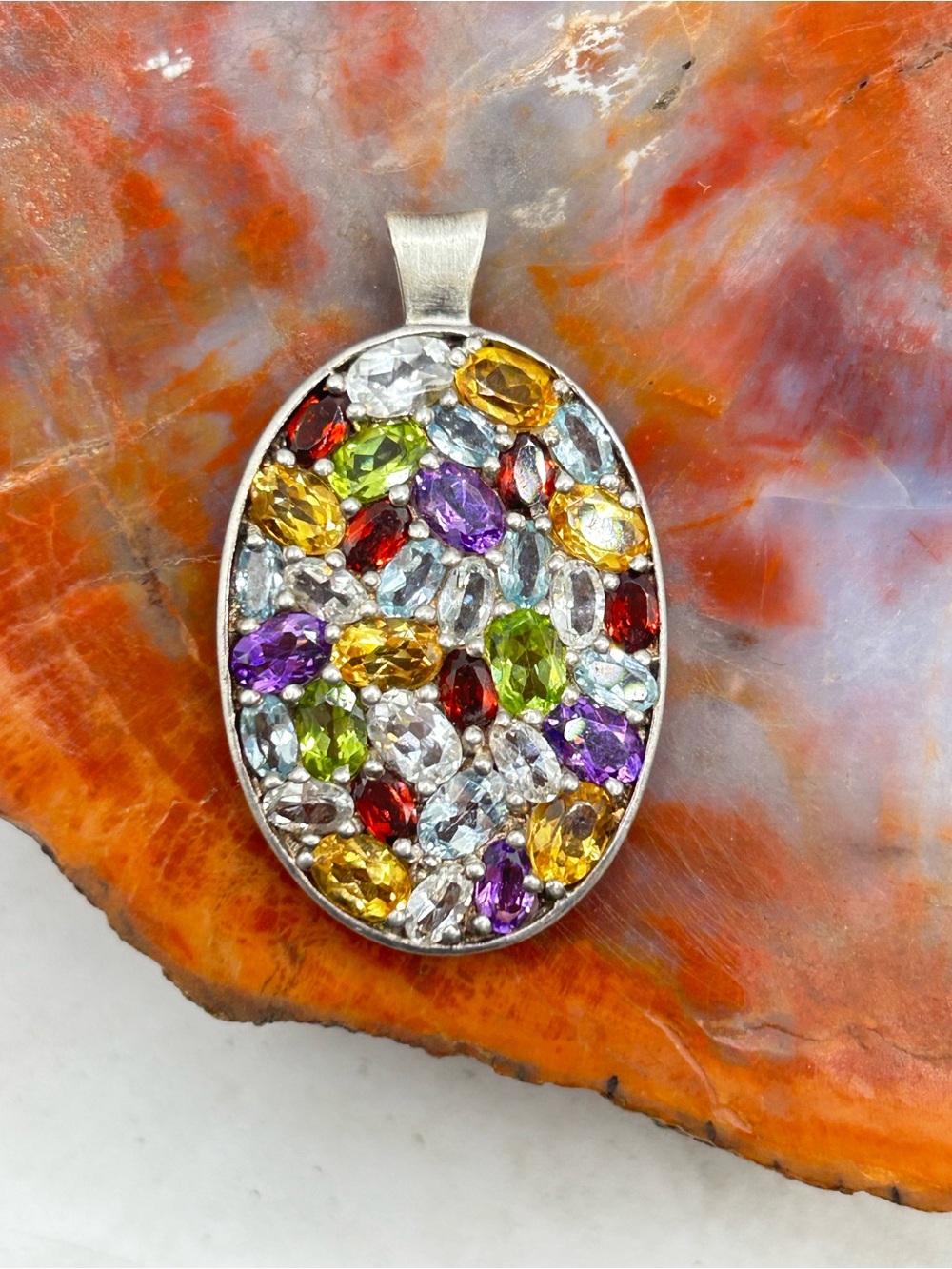 Sterling Silver Multi Gemstone Pendant
